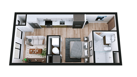 Floor plan for studio, 1 bath, 480 sqft